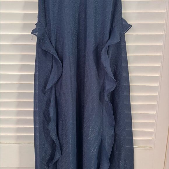 NWOT Ted Baker Laurae Bias Cut Ruffle Gown in Midnight Blue Shimmer - Picture 11 of 12